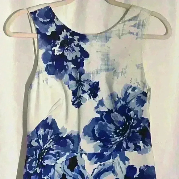 Mauve Anthropologie Sleeveless Blue Floral Dress Size 4 - Picture 3 of 9